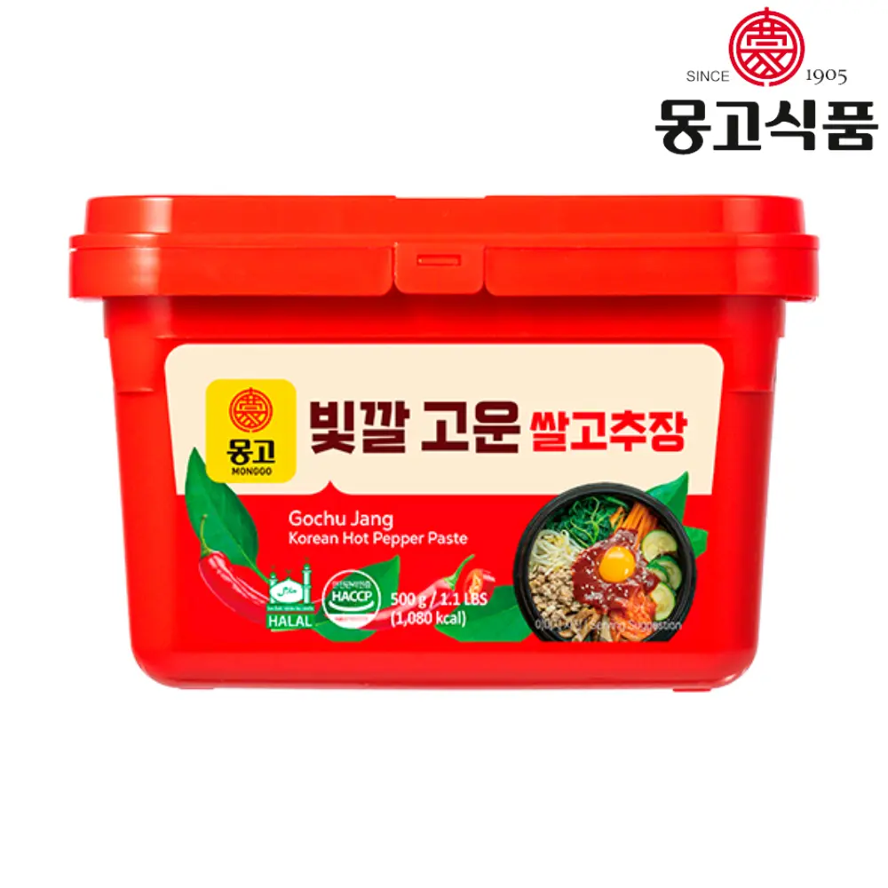 Monggo Gochu Jang Hot Pepper Paste (HALAL) [쌀고추장] 500g*24
