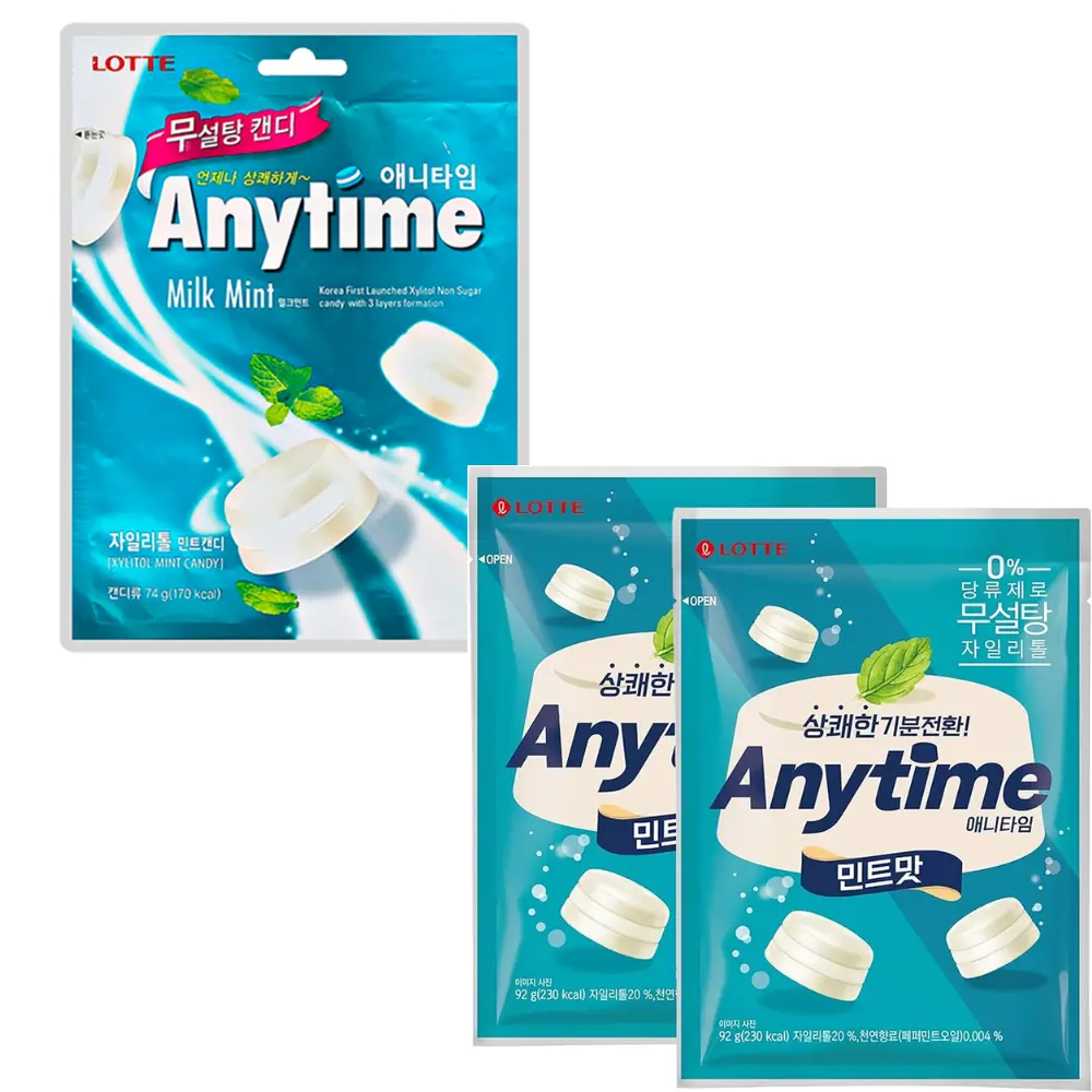 Lotte Anytime Milk Mint Candy [애니타임 밀크] 60g*20