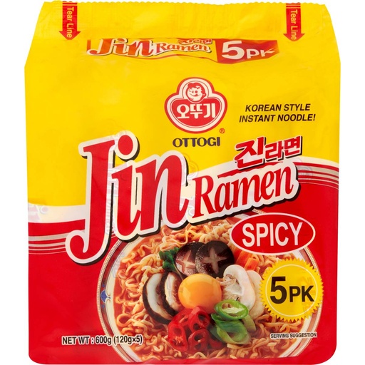 Ottogi Jin Ramen (HOT) 120g x 5ea (40p/CTN)