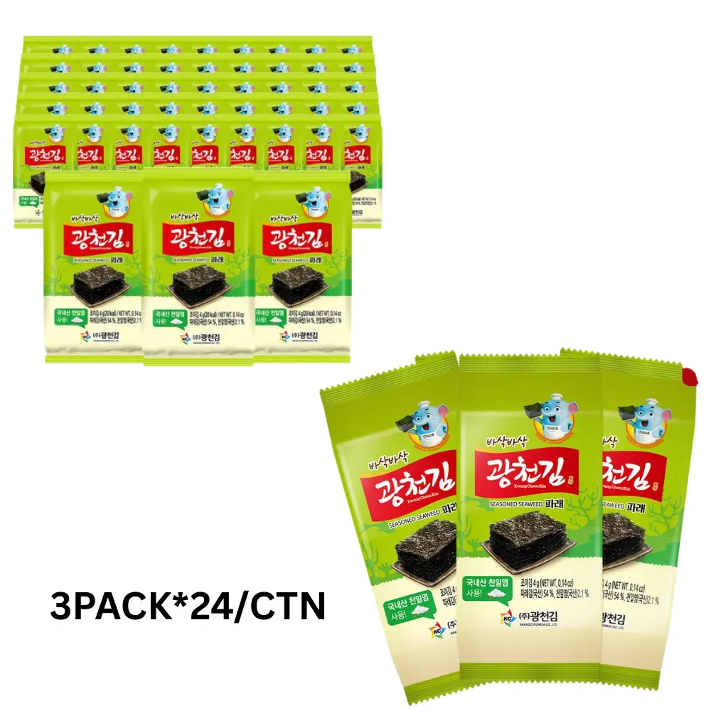 Kwangcheon Roasted Seaweed [바삭바삭 파래김 3봉] (4g*3)*24