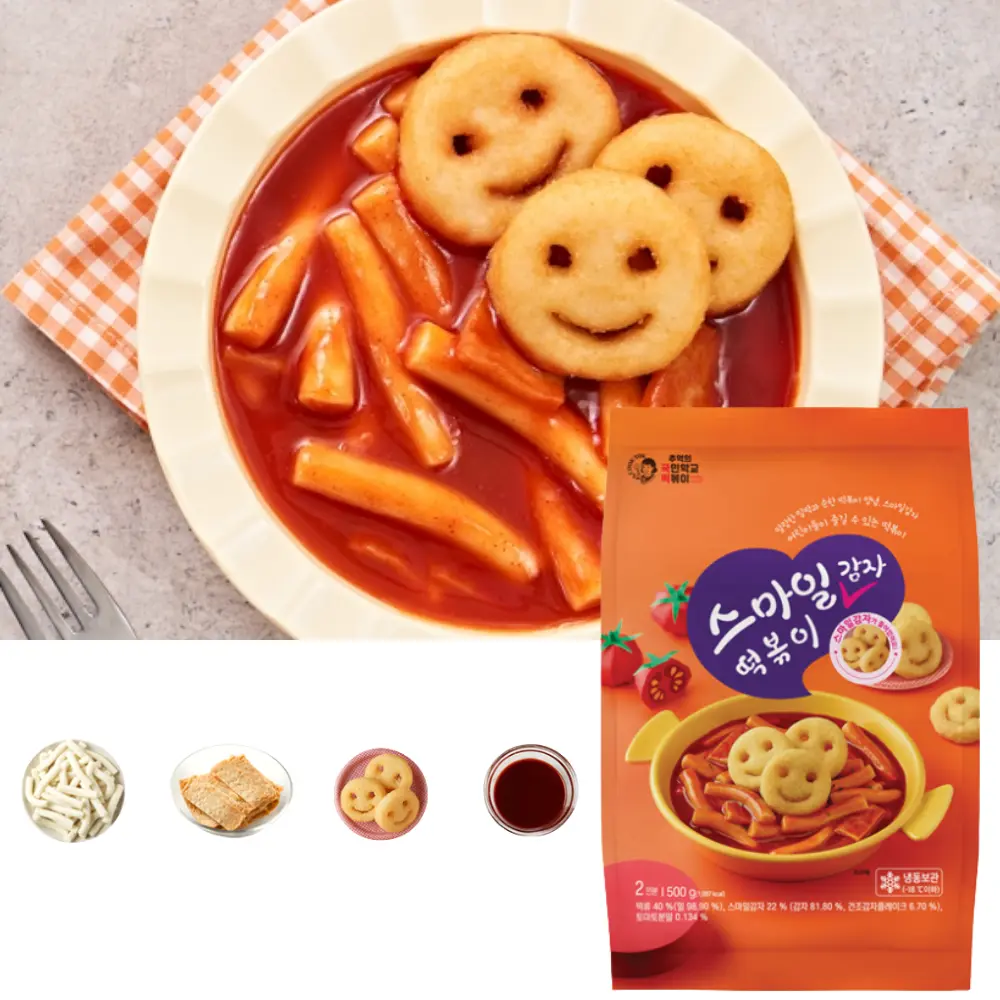 Cook-Tok Smile Potato Tteokbokki Mild [국떡 스마일감자 밀떡볶이] 500g*20