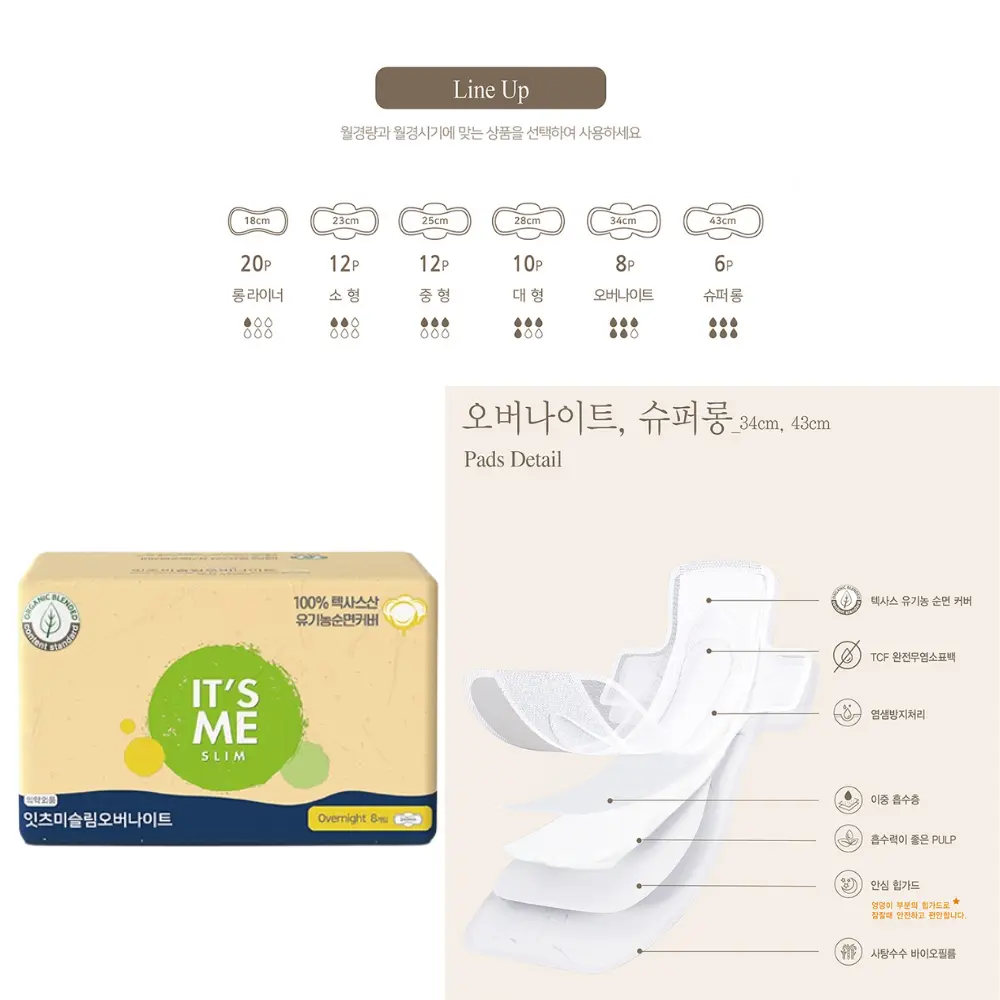It'sMe Slim Real Cotton Overnight Pads [잇츠미슬림오버나이트] (34cm*8p)*40