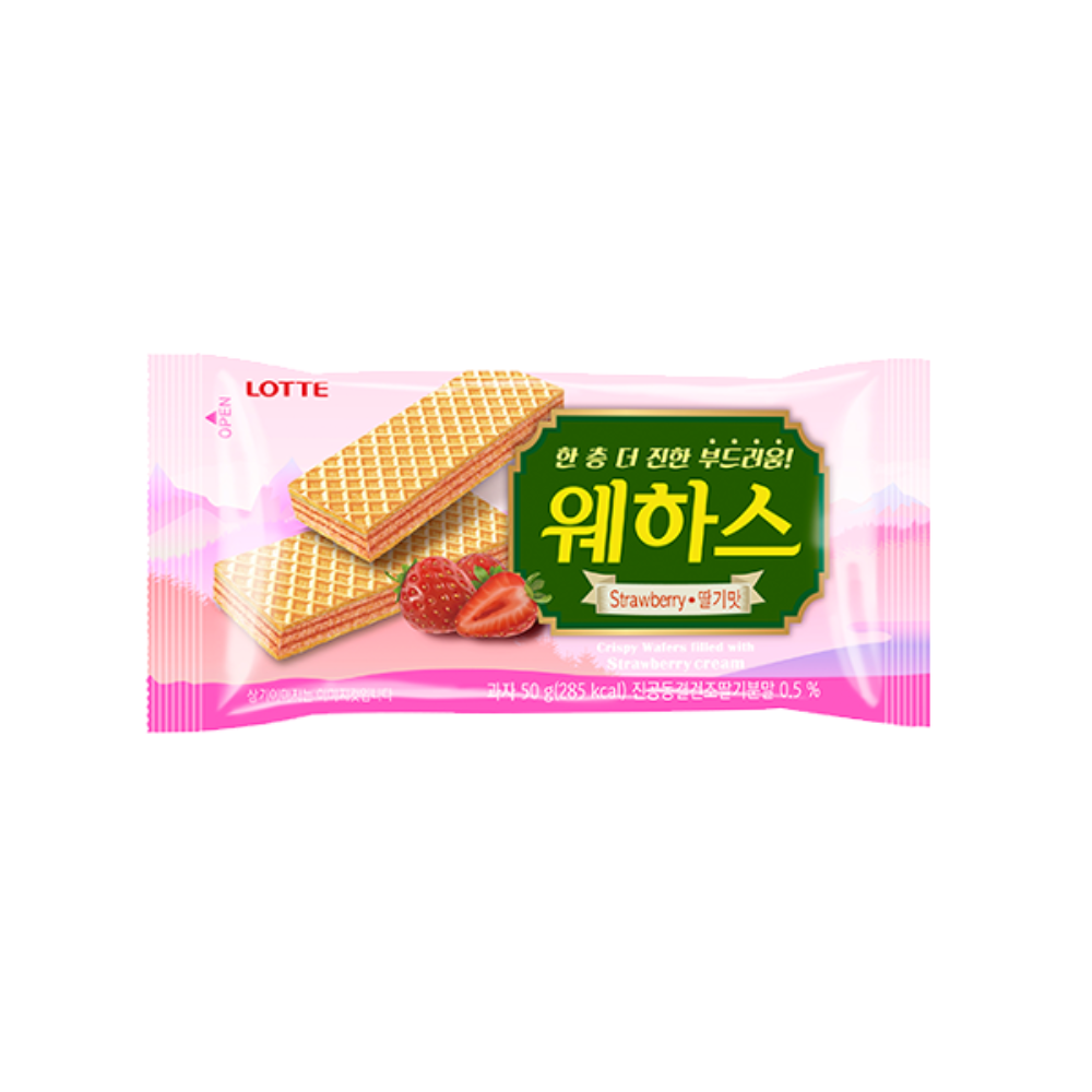 Lotte Wafers Strawberry 50g (40pk/ctn)