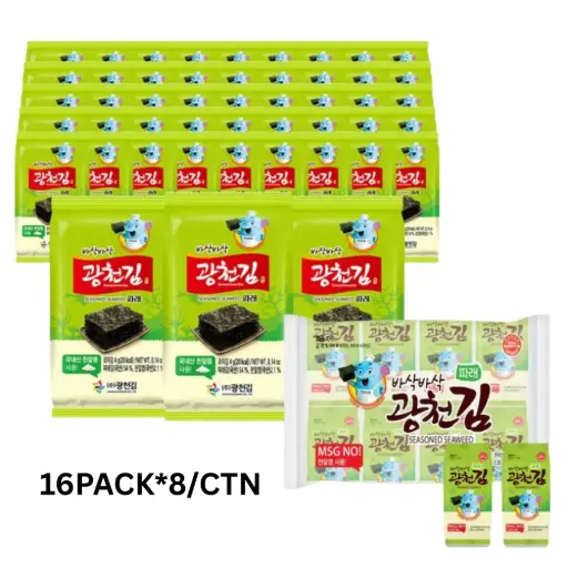 [GCG002] Kwangcheon Roasted Seaweed [바삭바삭 파래김 16봉] (4g*16)*8