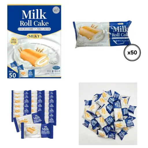 [KIW007] Kidswell Milk Roll Cake [우유 롤 케이크 50개입] (20g*50)*4
